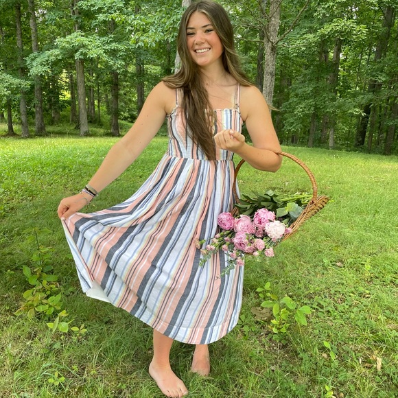 Free People Striped Midi Dress Size Small - Picture 2 of 2